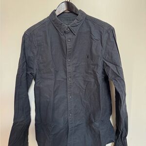 All Saints Men's Navy Button Down Shirt